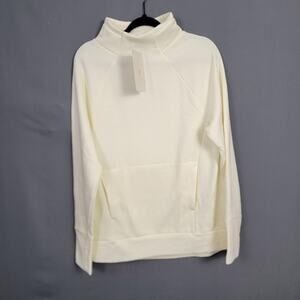 Fabletics Zaylee Funnel Neck Tunic Cream Fleece Pullover Athleisure